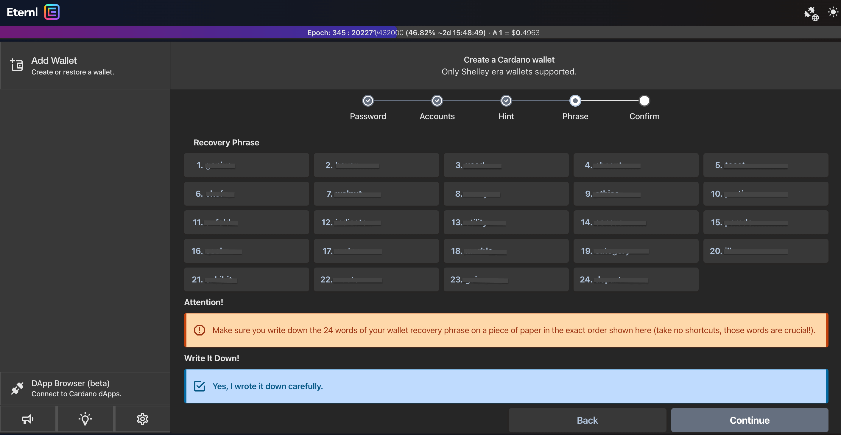 Eternl Wallet Setup